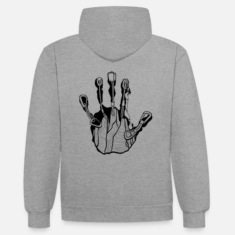 Main combo escalade - Sweat à capuche contrasté - gris chiné/bleu marine