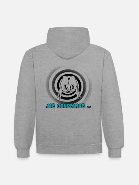 Piège hypnose confiance - Sweat à capuche contrasté - gris chiné/bleu marine