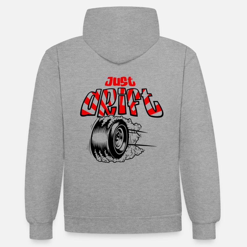 Just drift - Sweat à capuche contrasté - gris chiné/bleu marine