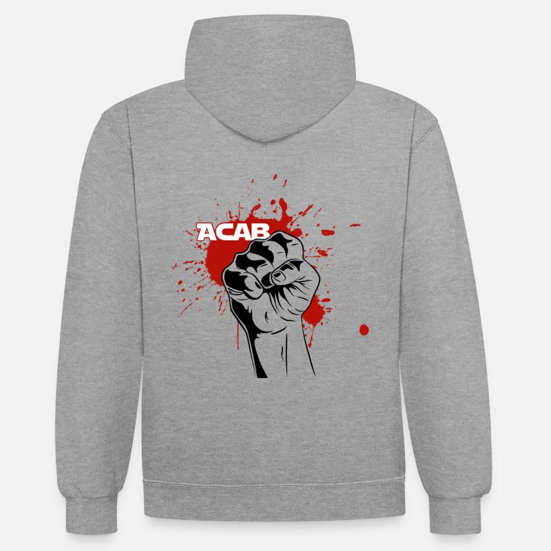 Faust mit Blut - Anti-Cops - Kontrast-Hoodie - Grau meliert/Navy