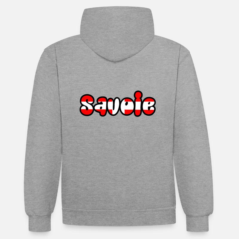 73 Savoie - Sweat à capuche contrasté - gris chiné/bleu marine