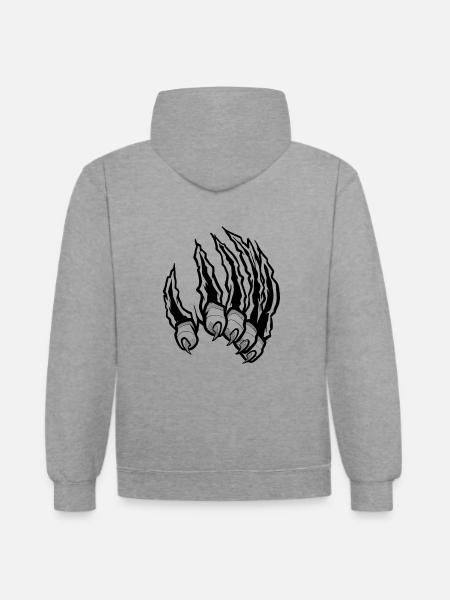 Tiger claws - black and white - Contrast hoodie - heather grey/navy