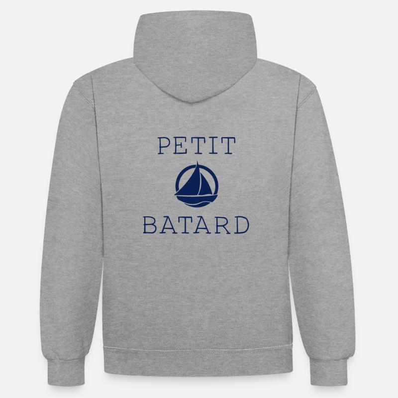 Petit batard logo - Sweat à capuche contrasté - gris chiné/bleu marine