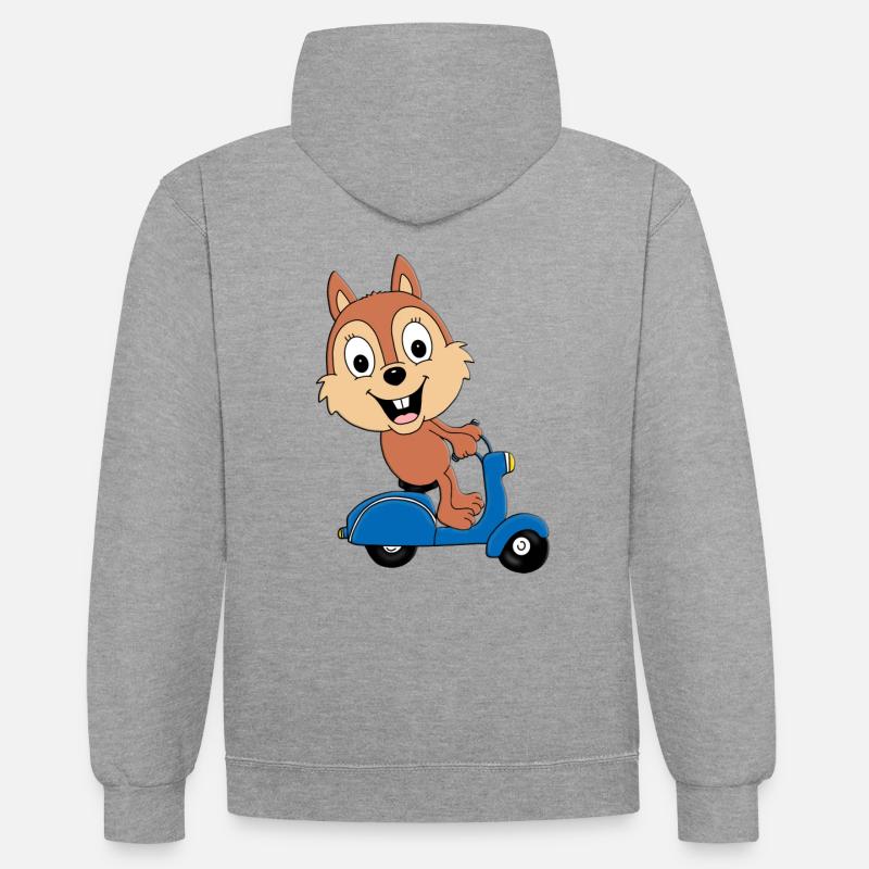 ROLLER - SCOOTER - EICHHÖRNCHEN - TIER - TIERISCH - Kontrast-Hoodie - Grau meliert/Navy