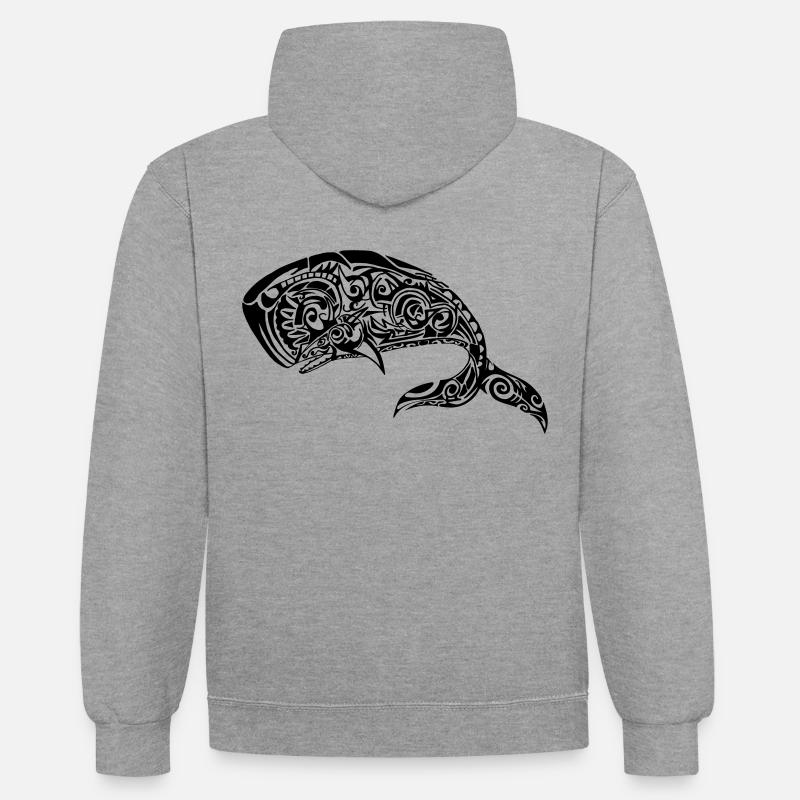 Cher Moby - Sweat à capuche contrasté - gris chiné/bleu marine