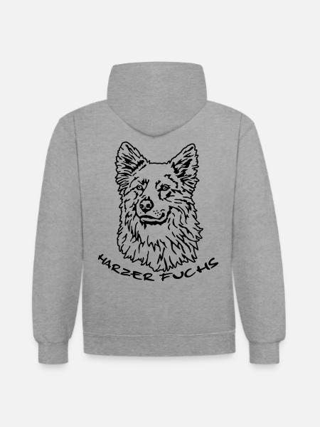 375 Harzer Fuchs - Kontrast-Hoodie - Grau meliert/Navy