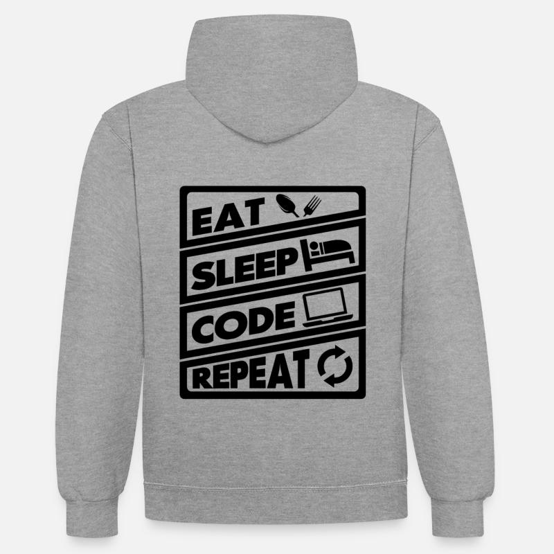 Eat Sleep Code Recurrence | encoder - Contrast hoodie - heather grey/navy