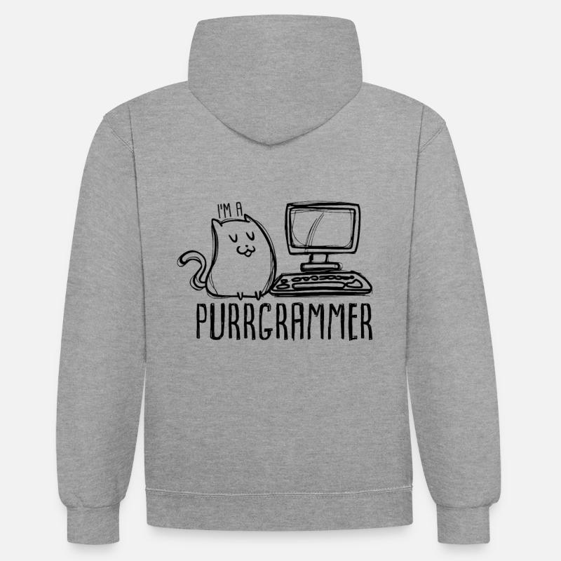 programmeur - Sweat à capuche contrasté - gris chiné/bleu marine