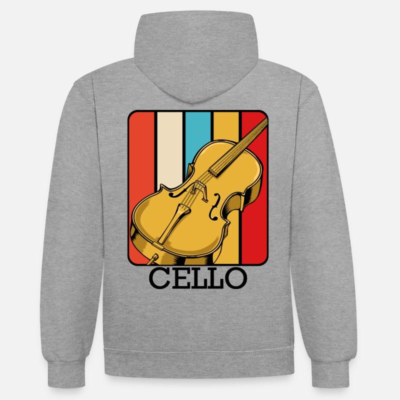 violoncelle - Sweat à capuche contrasté - gris chiné/bleu marine