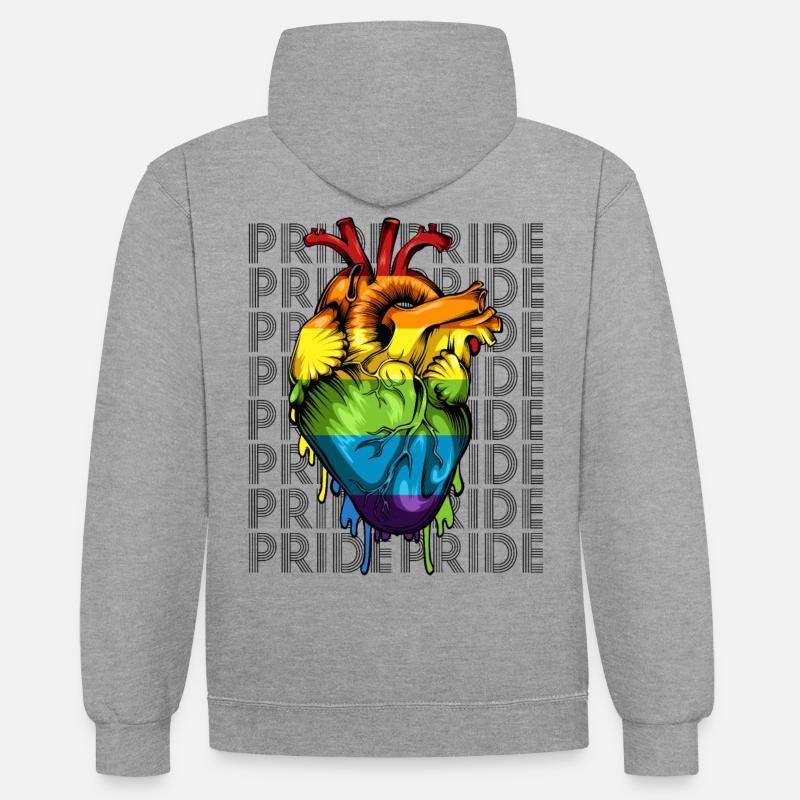 LGBT - Sweat à capuche contrasté - gris chiné/bleu marine