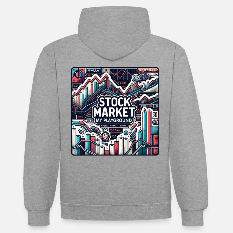 Le trading boursier Ma passion - Sweat à capuche contrasté - gris chiné/bleu marine