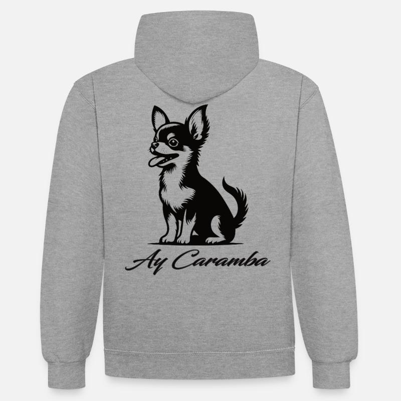 Design Chihuahua - Mignon et effronté - Sweat à capuche contrasté - gris chiné/bleu marine