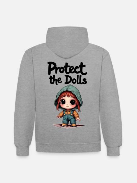Protect the Dolls - Sweet Message - Contrast hoodie - heather grey/navy