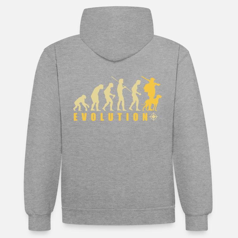 Evolution Hunter Lustiges Jagdgeschenk - Kontrast-Hoodie - Grau meliert/Navy