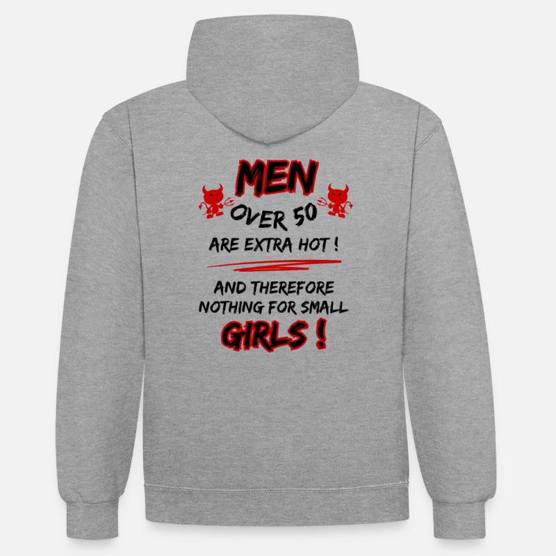Les hommes de plus de 50 ans sont très chauds... 50e anniversaire - Sweat à capuche contrasté - gris chiné/bleu marine