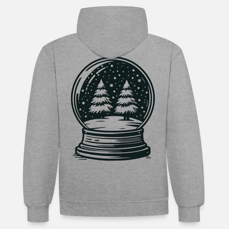 Boule à neige Paysage d’hiver - Sweat à capuche contrasté - gris chiné/bleu marine
