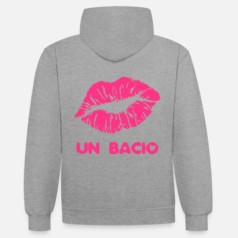 UN BACIO (v) - Sweat à capuche contrasté - gris chiné/bleu marine