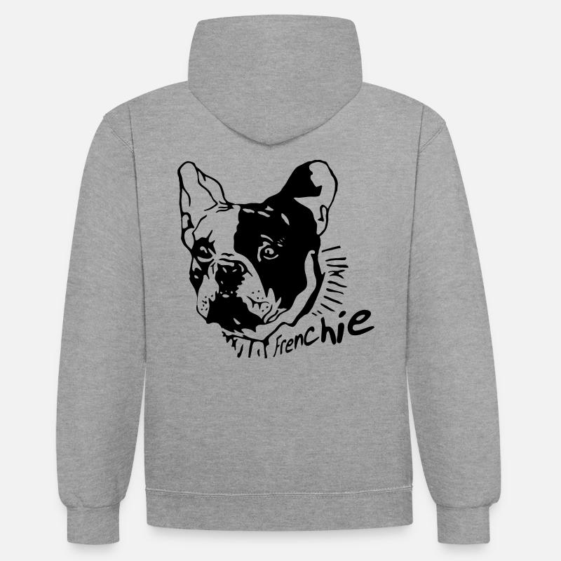 Frenchie - Sweat à capuche contrasté - gris chiné/bleu marine