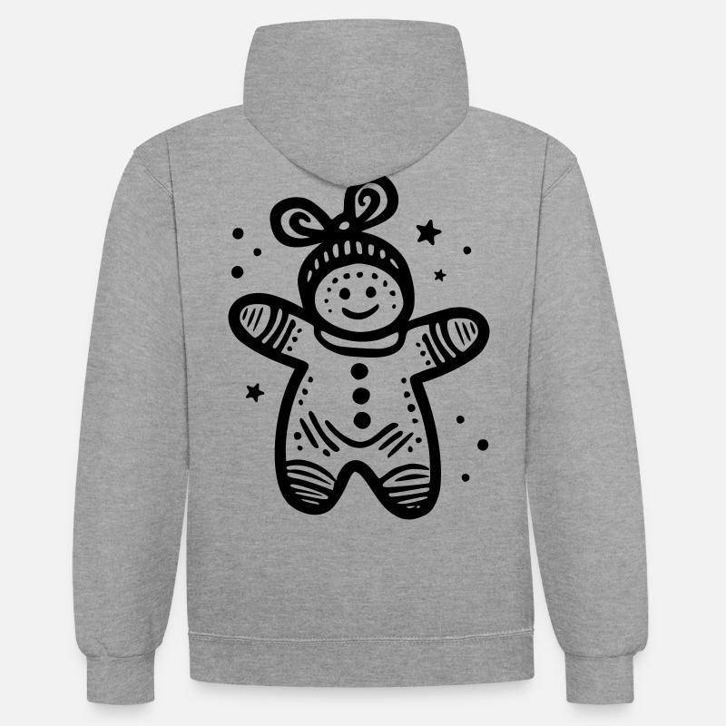 Lebkuchenmännchen - Kontrast-Hoodie - Grau meliert/Navy