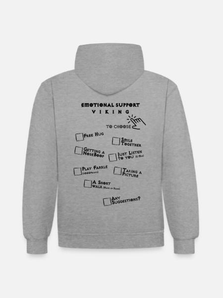 Emotional Support Viking - Contrast hoodie - heather grey/navy