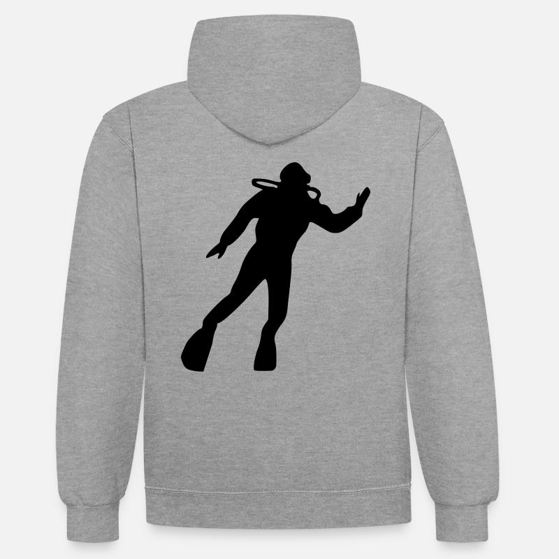 Plongée - Sweat à capuche contrasté - gris chiné/bleu marine