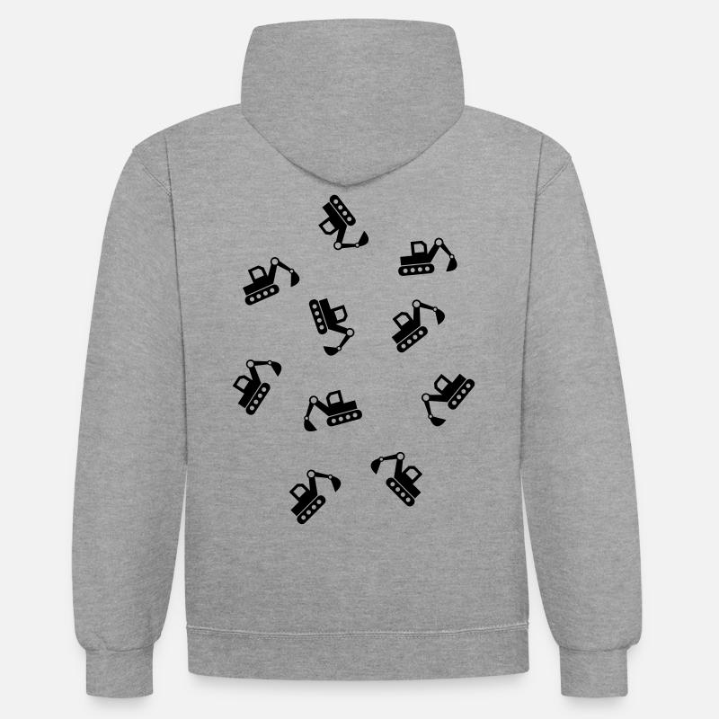 viele Bagger Baustelle Bauarbeiter Baggerfahrer - Kontrast-Hoodie - Grau meliert/Navy