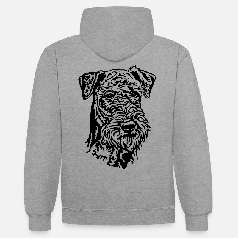 308 Airedale Terrier - Sweat à capuche contrasté - gris chiné/bleu marine