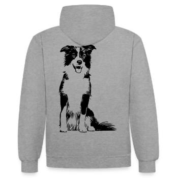 Border Collie / Hunde Design Geschenkidee - Kontrast-Hoodie - Grau meliert/Navy - Hinten - Luana (180cm)