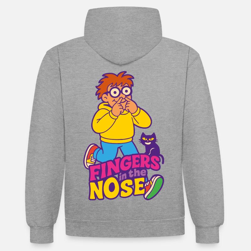 Fingers in the nose - Contrast hoodie - heather grey/navy