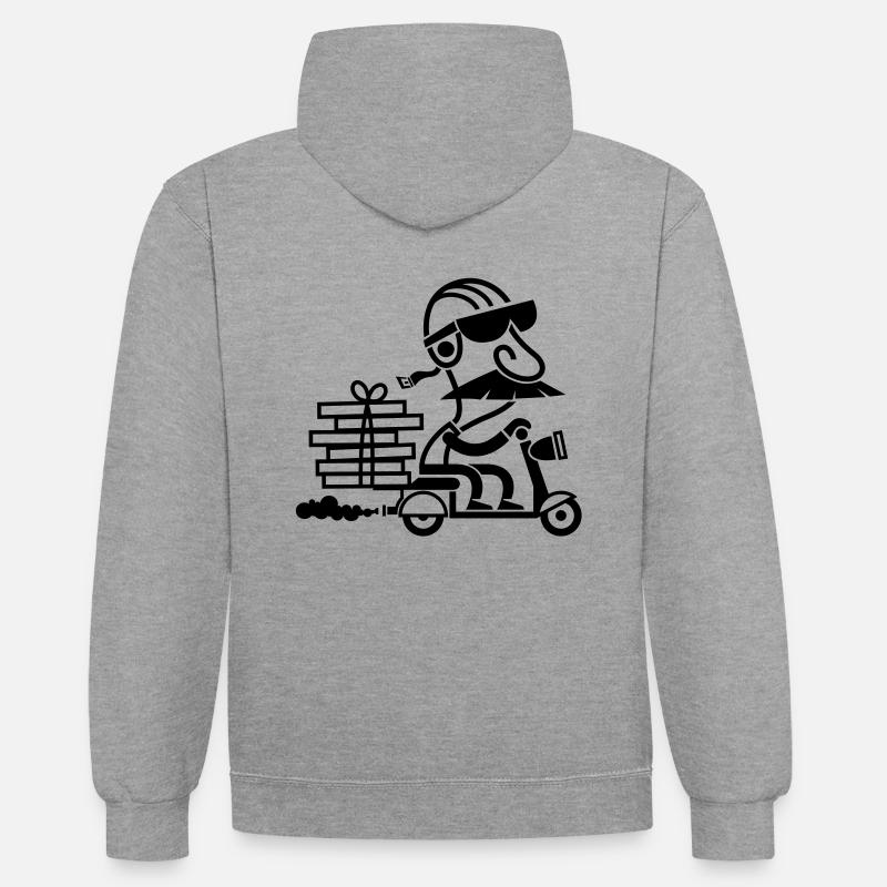 Pizza Delivery - Sweat à capuche contrasté - gris chiné/bleu marine
