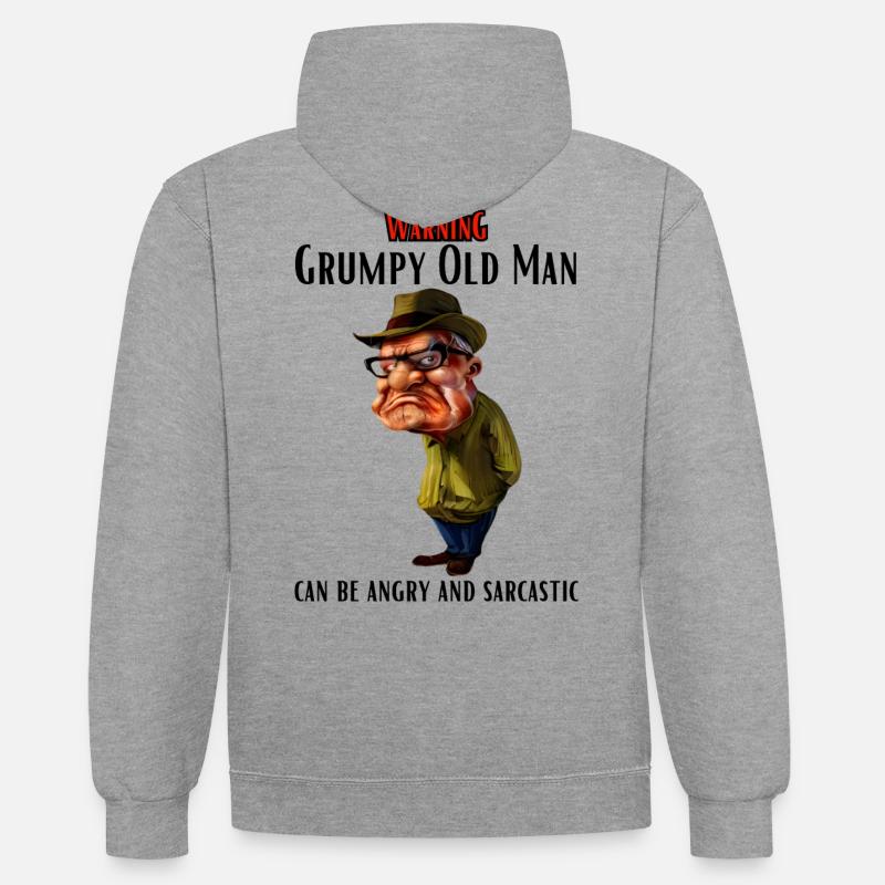 Warning Grumpy Old Man - Contrast hoodie - heather grey/navy