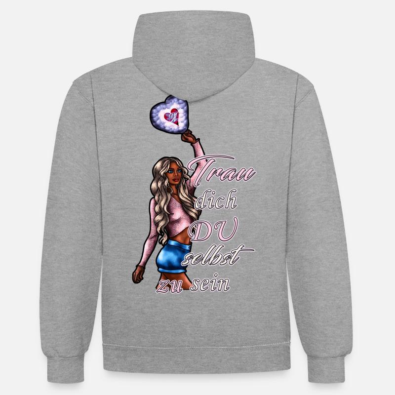 Osez être vous-même blonde - Sweat à capuche contrasté - gris chiné/bleu marine