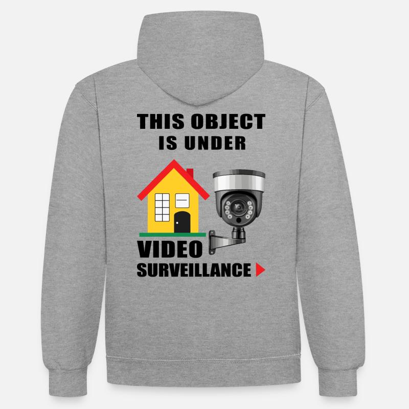 Surveillance d’objets - Sweat à capuche contrasté - gris chiné/bleu marine