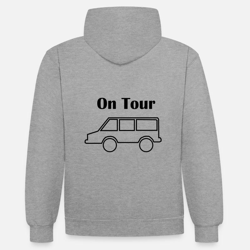 En tournée en voiture - Sweat à capuche contrasté - gris chiné/bleu marine