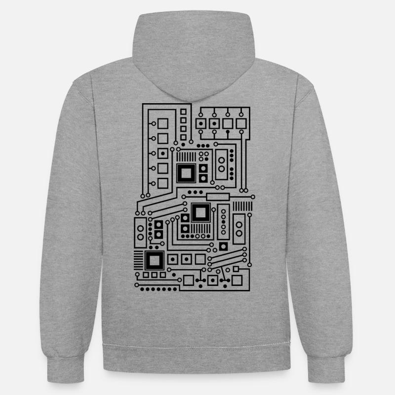 Circuit technique modèle nerd - Sweat à capuche contrasté - gris chiné/bleu marine