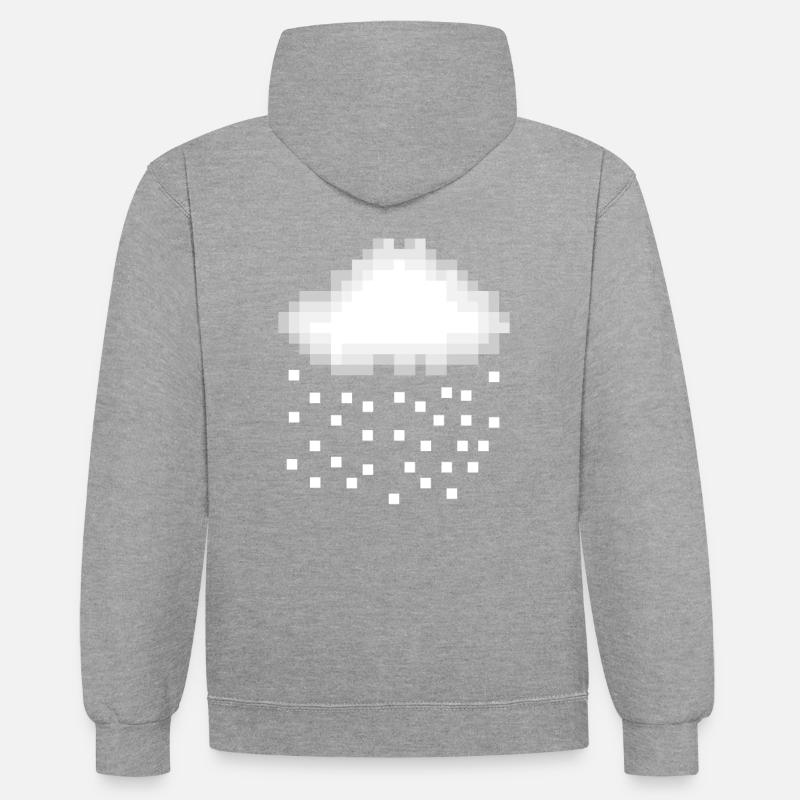 Les pixels de neige - Sweat à capuche contrasté - gris chiné/bleu marine