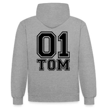 Tom - Nom - Sweat à capuche contrasté - gris chiné/bleu marine - Dos - Luana (180cm)