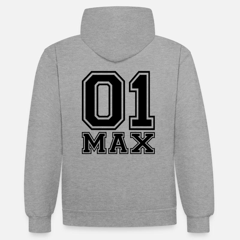 Max - Nom - Sweat à capuche contrasté - gris chiné/bleu marine