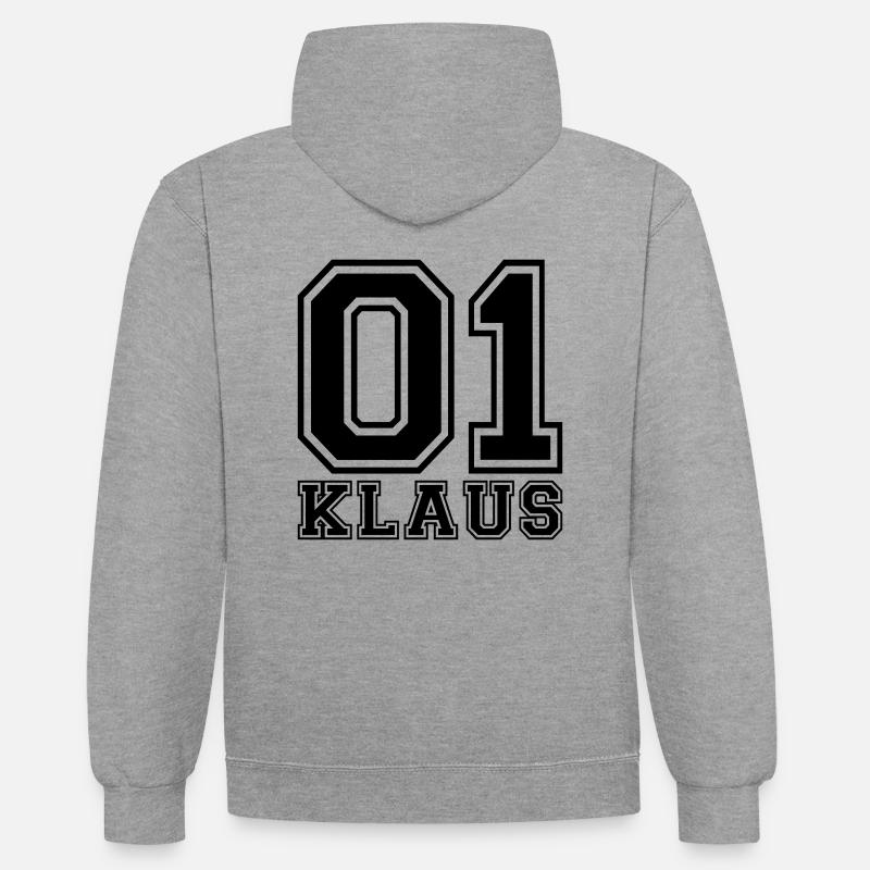 Klaus - Nom - Sweat à capuche contrasté - gris chiné/bleu marine