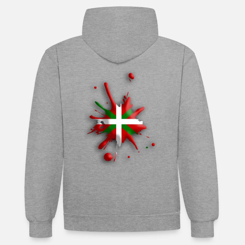 Drapeau Basque tâche 3 - Sweat à capuche contrasté - gris chiné/bleu marine