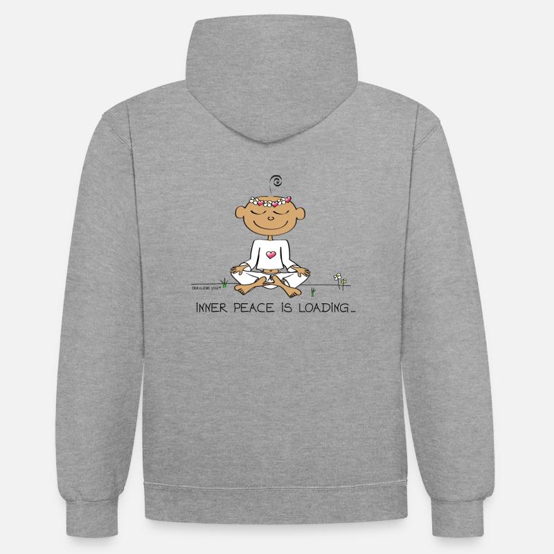 Inner Peace is Loading ... - Kontrast-Hoodie - Grau meliert/Navy