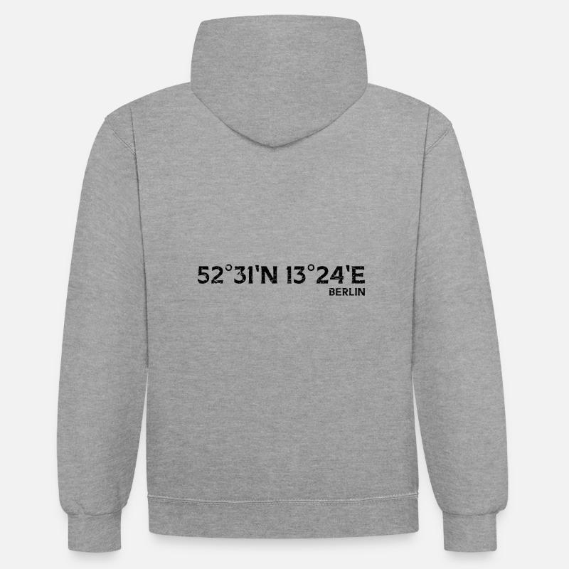 Berlin Coordonnées Souvenir - Sweat à capuche contrasté - gris chiné/bleu marine