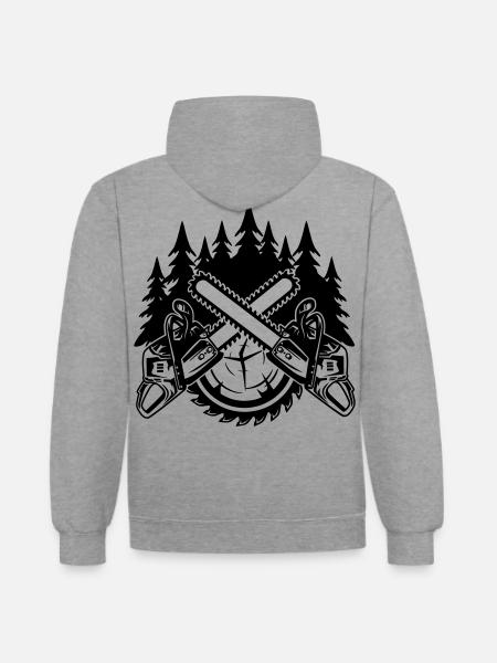 Tronçonneuses - Sweat à capuche contrasté - gris chiné/bleu marine