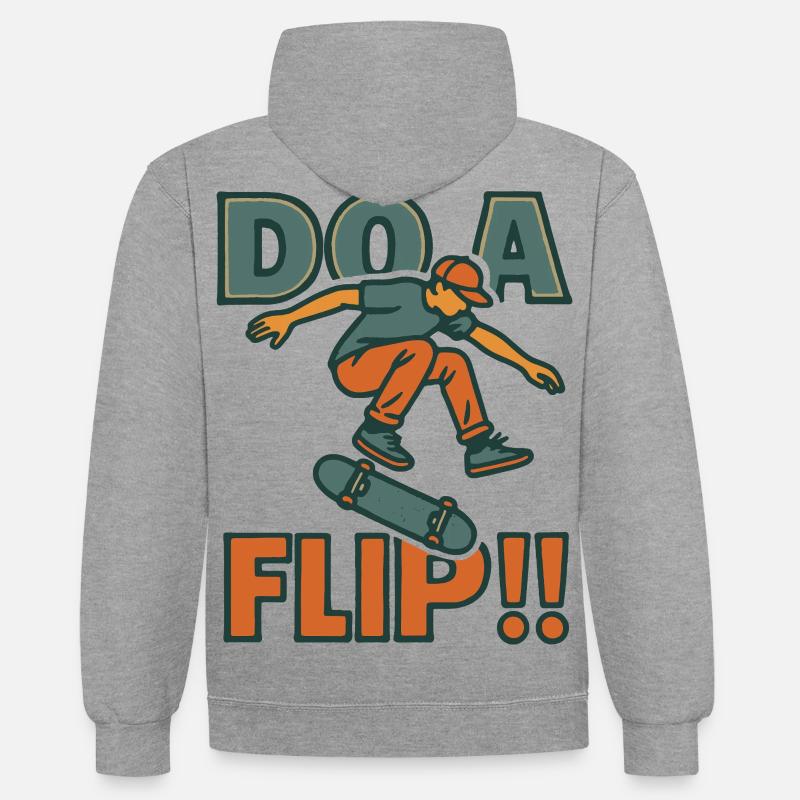 Machen Sie einen Flip DO - Kontrast-Hoodie - Grau meliert/Navy