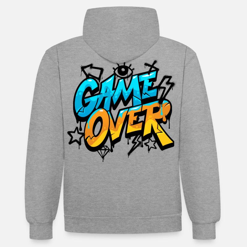 Game Over Graffiti Neon Gradient - Sweat à capuche contrasté - gris chiné/bleu marine