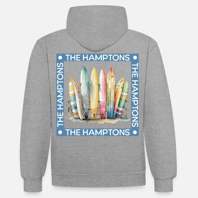 The Hamptons surfing - Sweat à capuche contrasté - gris chiné/bleu marine