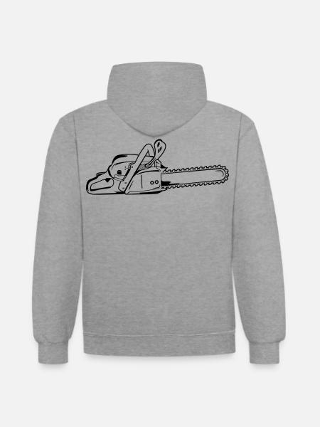Tronçonneuse - Sweat à capuche contrasté - gris chiné/bleu marine