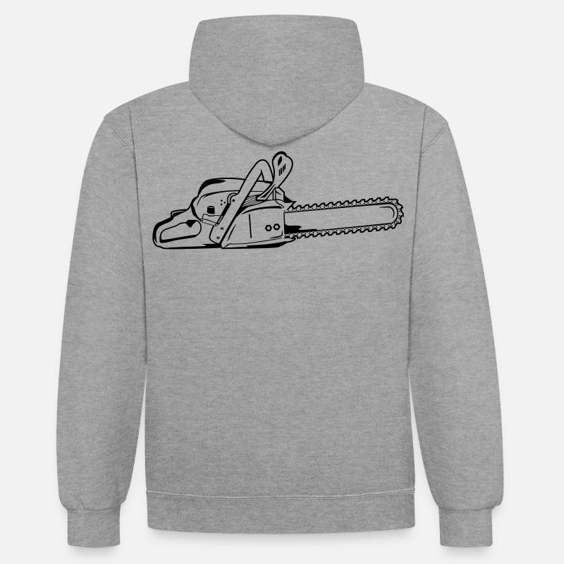 Tronçonneuse - Sweat à capuche contrasté - gris chiné/bleu marine