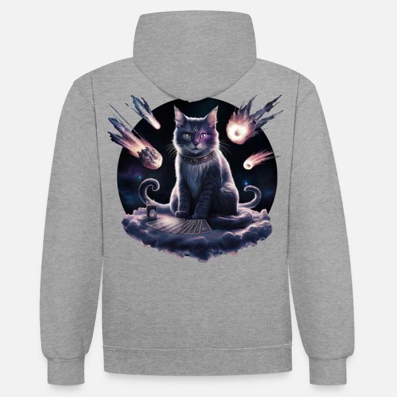 Kitku der Hellseher - Kontrast-Hoodie - Grau meliert/Navy