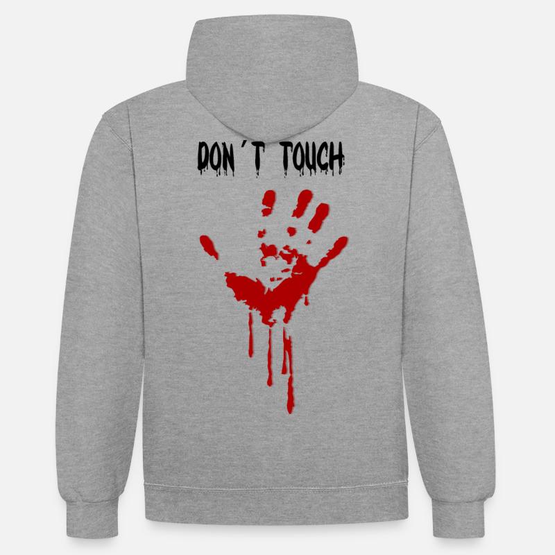 Ne touche pas - Sweat à capuche contrasté - gris chiné/bleu marine